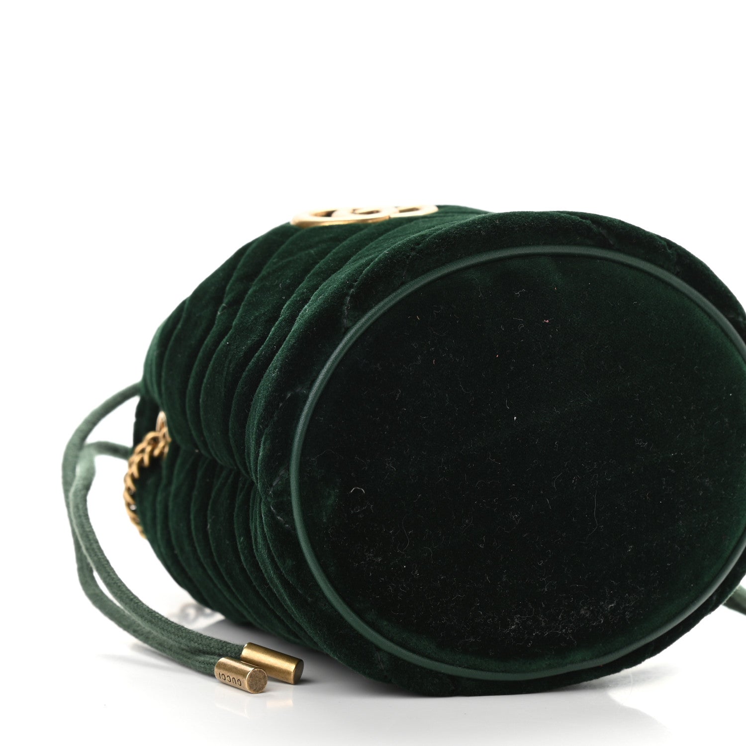 Gucci Velvet Matelasse Mini GG Marmont 2.0 Bucket Bag Dark Green 6 of 7