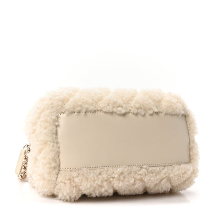 Chanel Shearling Quilted Barrel Clutch With Chain Beige 4 of 11
