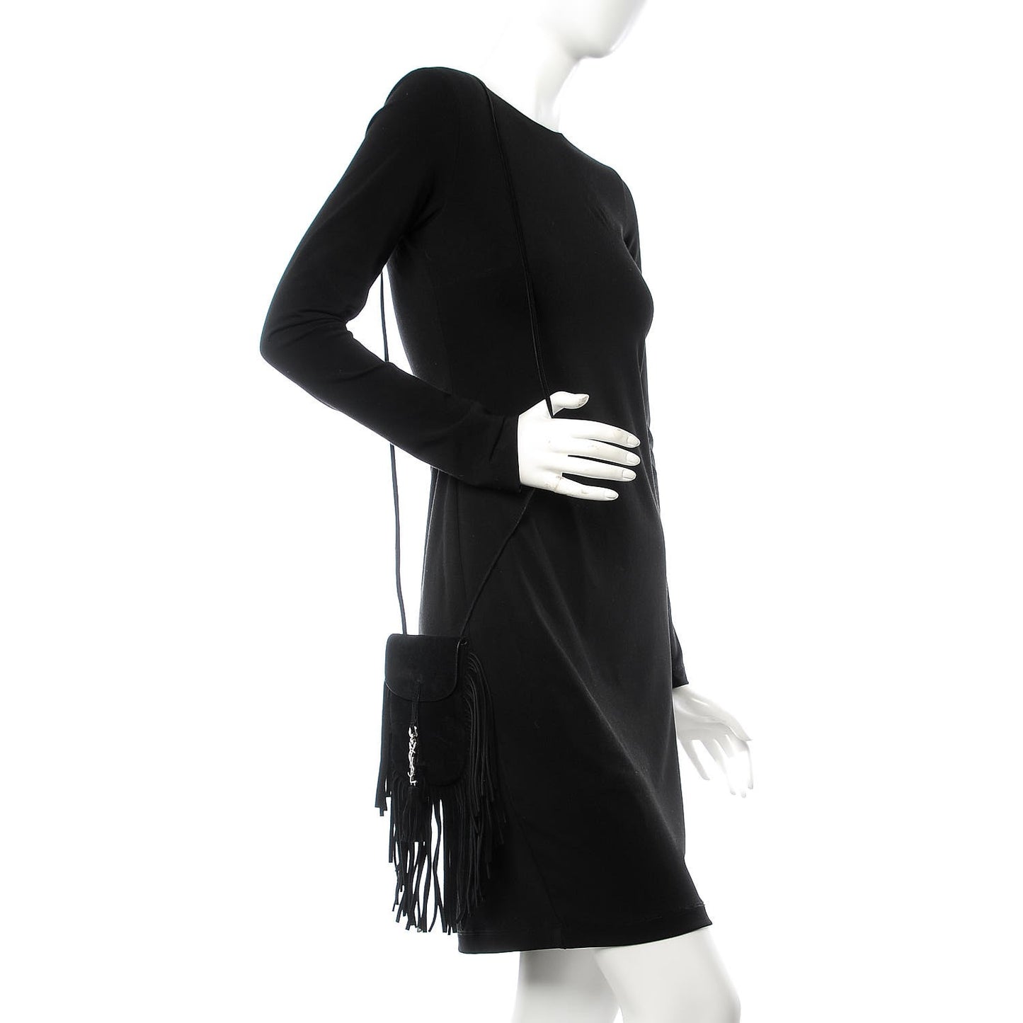 Suede Fringe Toy Monogram Anita Crossbody Bag Black