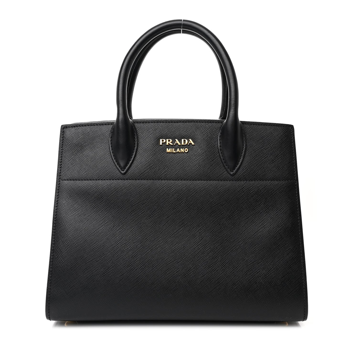 Saffiano City Calfskin Small Bibliotheque Top Handle Black White