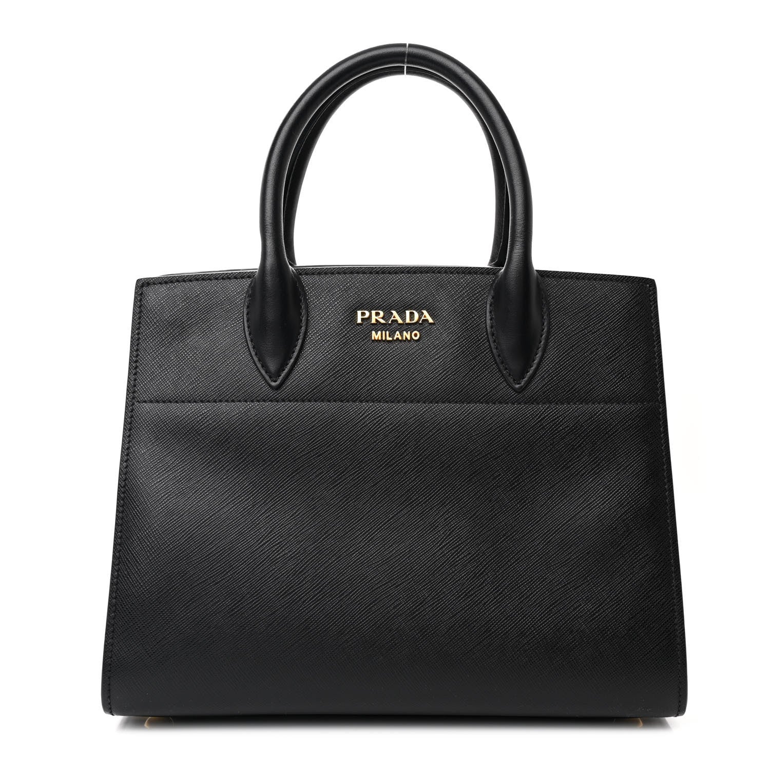 Prada Saffiano City Calfskin Small Bibliotheque Top Handle Black White 1 of 11