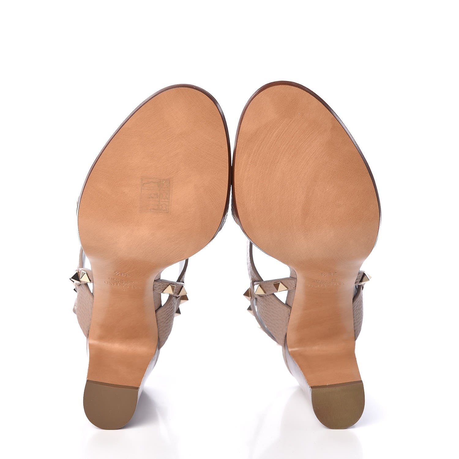 Valentino Garavani Pebbled Calfskin Rockstud Double Slingback Strap 85mm Sandals 39.5 Poudre 5 of 8