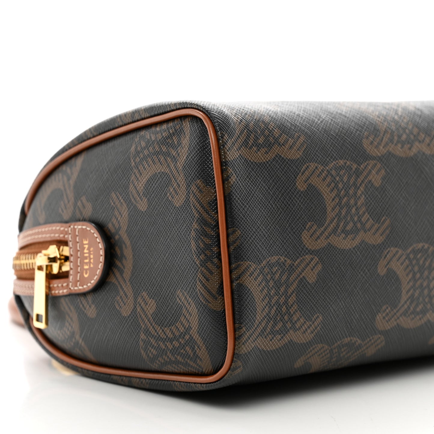 Triomphe Canvas XL Calfskin Small Boston Bag Tan