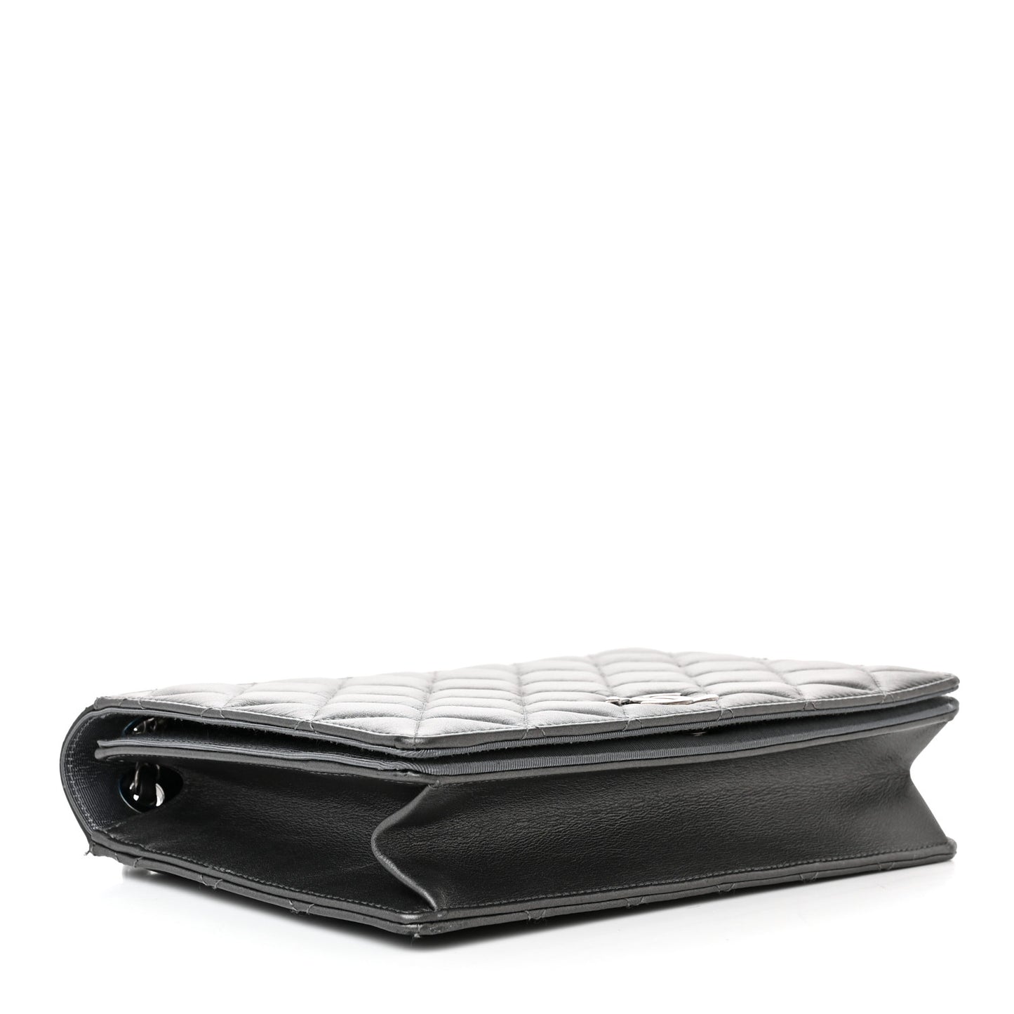 Metallic Calfskin Quilted Ballerine Flap Silver