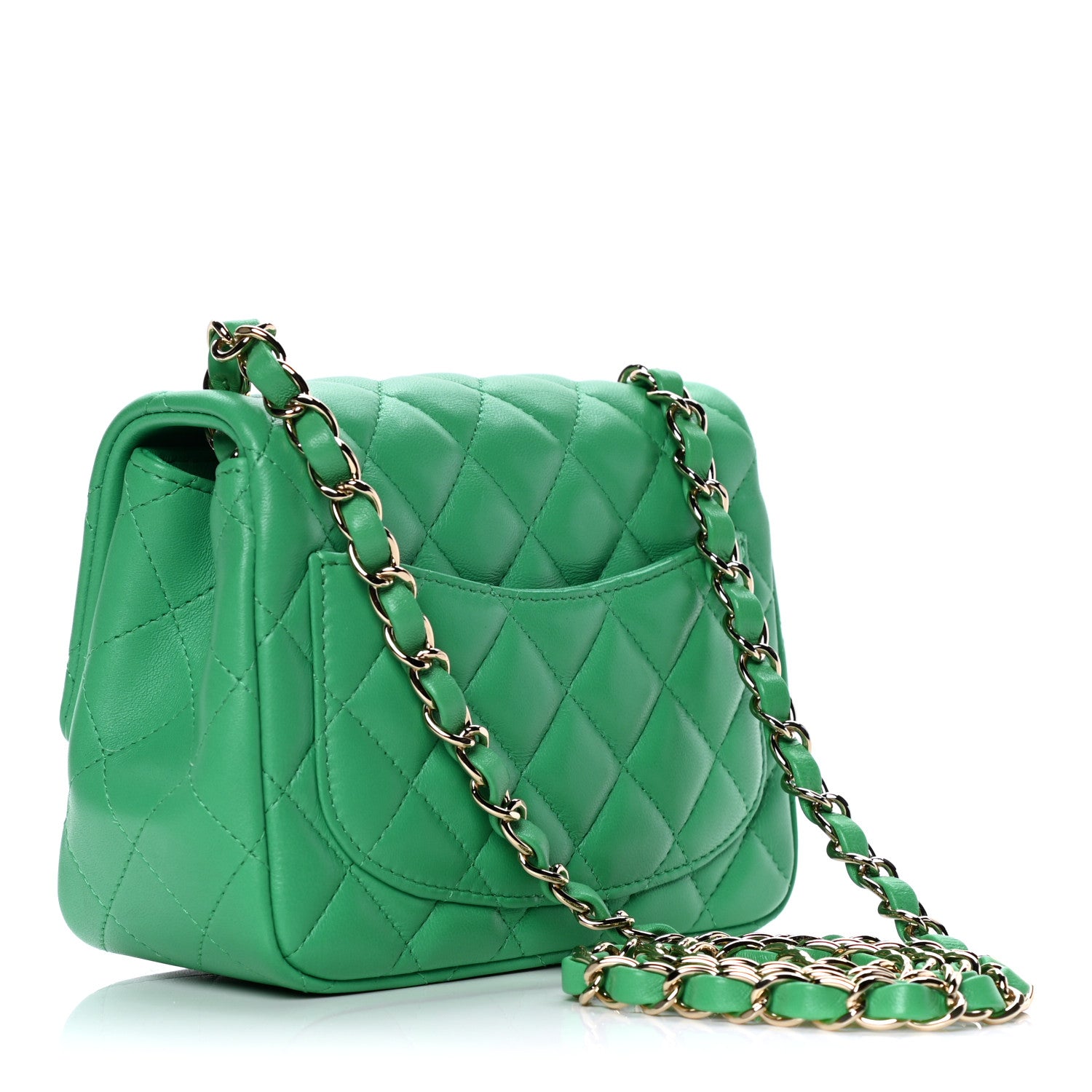 Chanel Lambskin Quilted Mini Square Flap Green 4 of 16