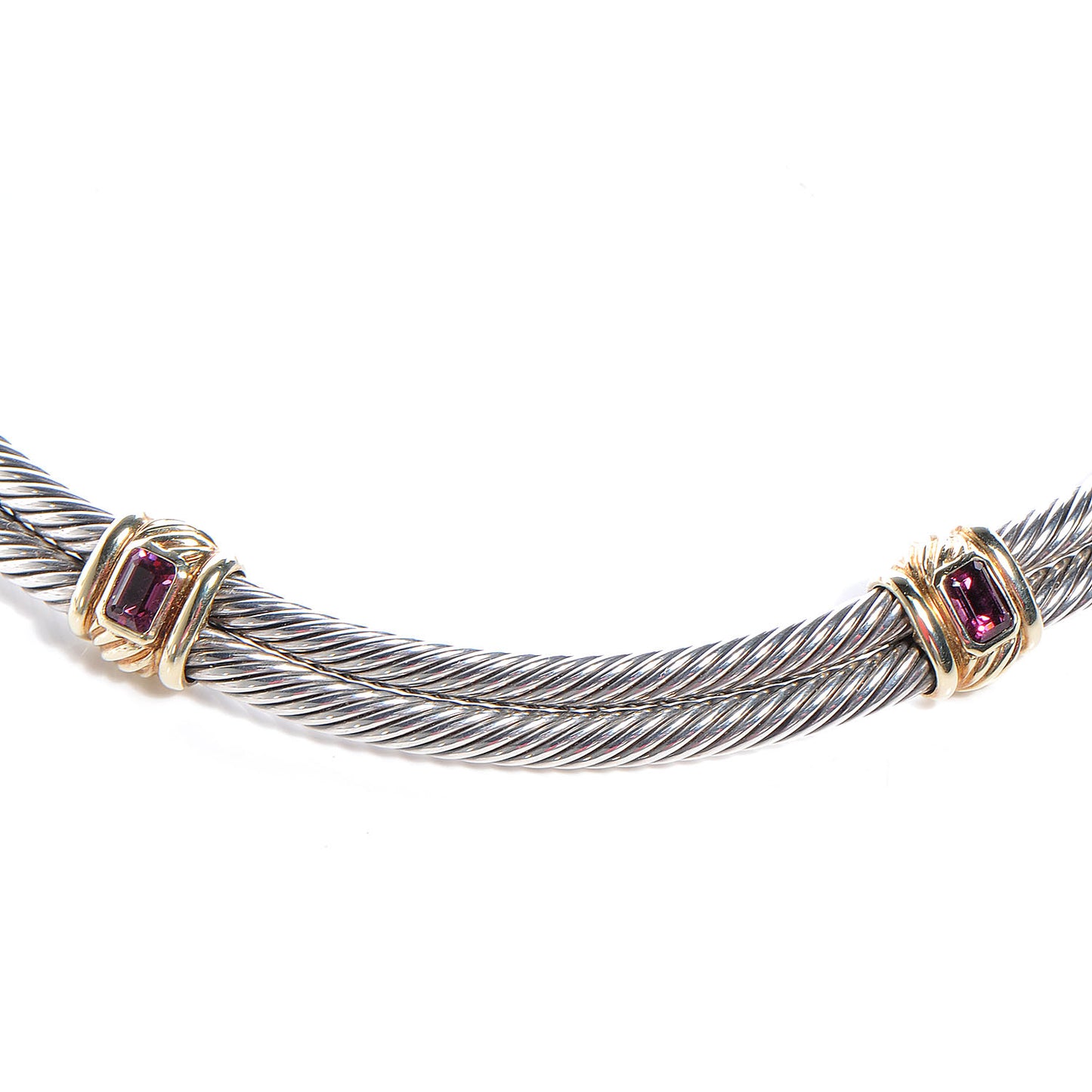 18k White Gold 14k Yellow Gold Pink Tourmaline Cable Choker