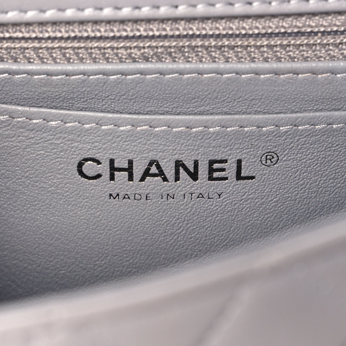 Lambskin Quilted Mini Rectangular Flap Grey