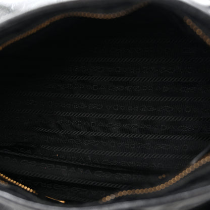 Prada Glossy Calfskin Triangle Medium Bonnie Shoulder Bag Black 5 of 15