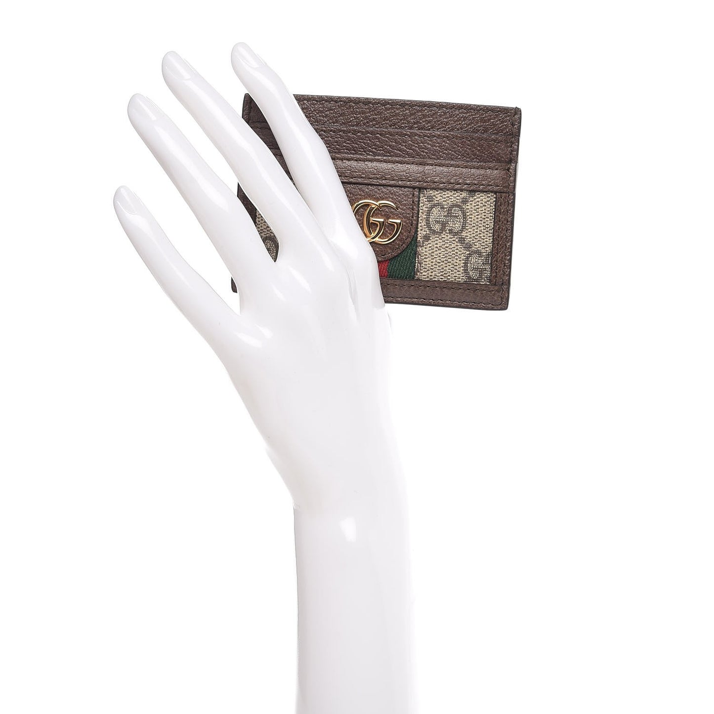 GG Supreme Monogram Ophidia Card Holder Brown