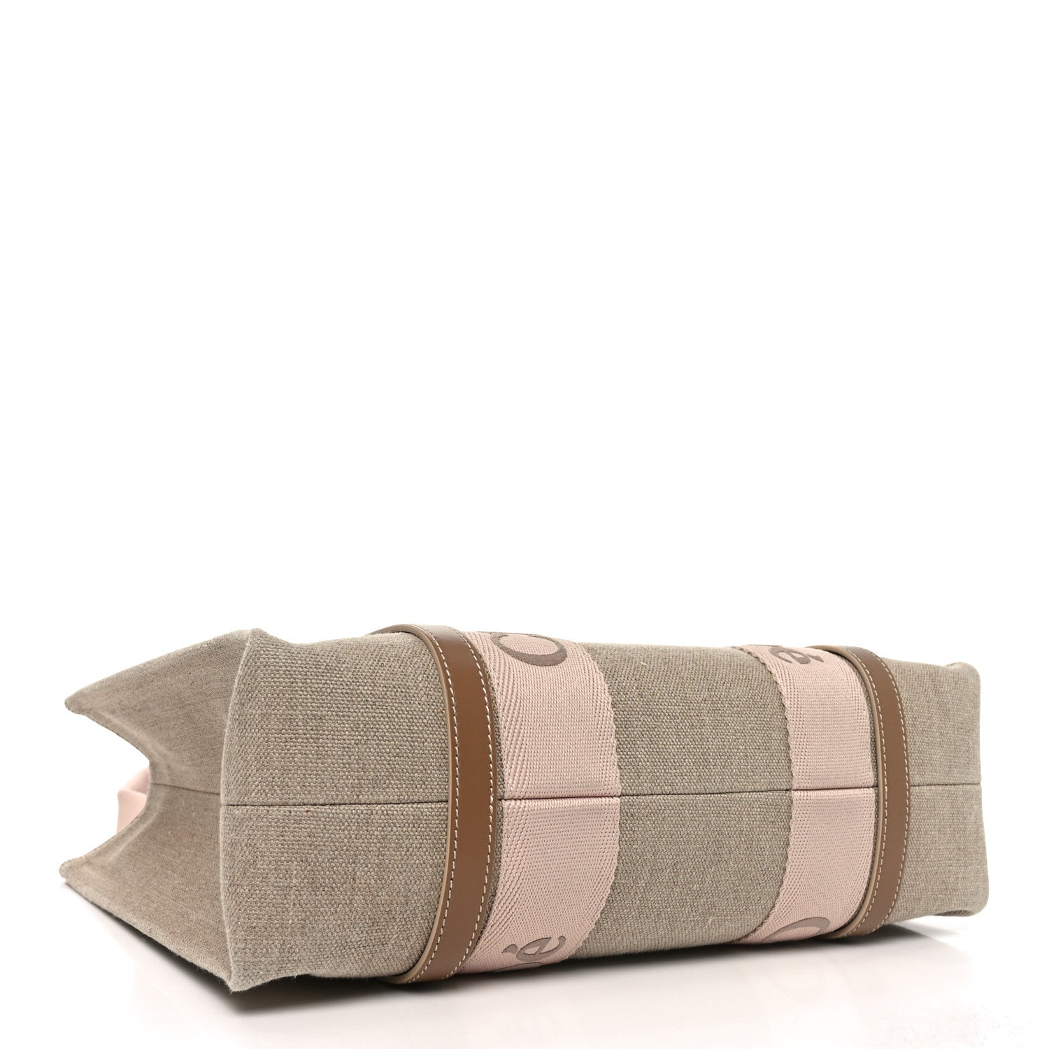 Chloe Linen Calfskin Medium Woody Ribbon Tote Blushy Beige 4 of 10