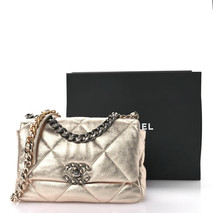 Chanel Metallic Lambskin Quilted Medium Chanel 19 Flap Gold 11 of 11