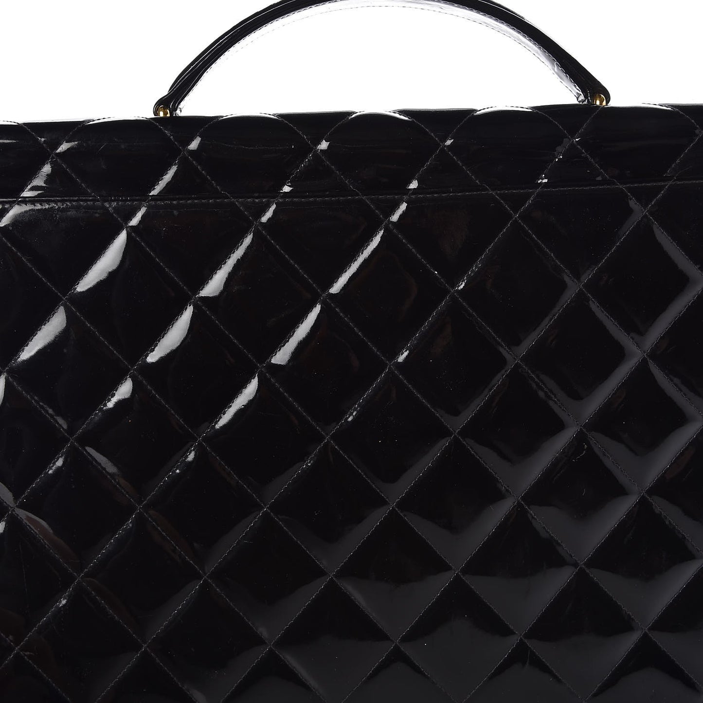 Patent Quilted Briefcase Laptop Bag Black
