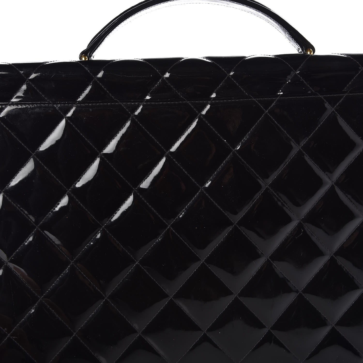 Chanel Patent Quilted Briefcase Laptop Bag Black 10 of 16