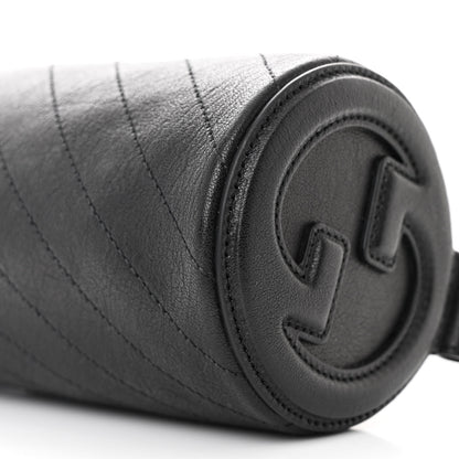 Gucci Sakai Be Green Calfskin Diagonal Stitched Mini Blondie Barrel Shoulder Bag Black 9 of 9