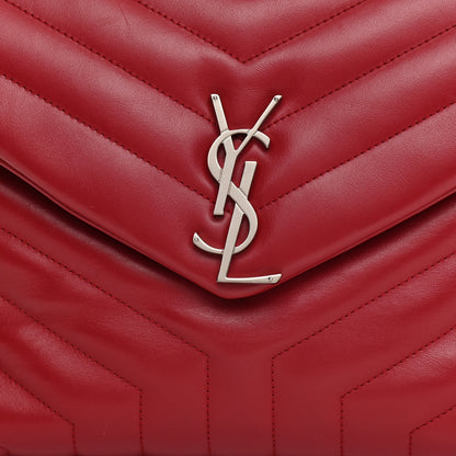 Saint Laurent Calfskin Y Quilted Monogram Medium Loulou Chain Satchel Lipstick Red 8 of 8