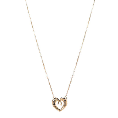 Tiffany 18K Yellow Gold Bow Tie Heart Pendant Necklace 1 of 7
