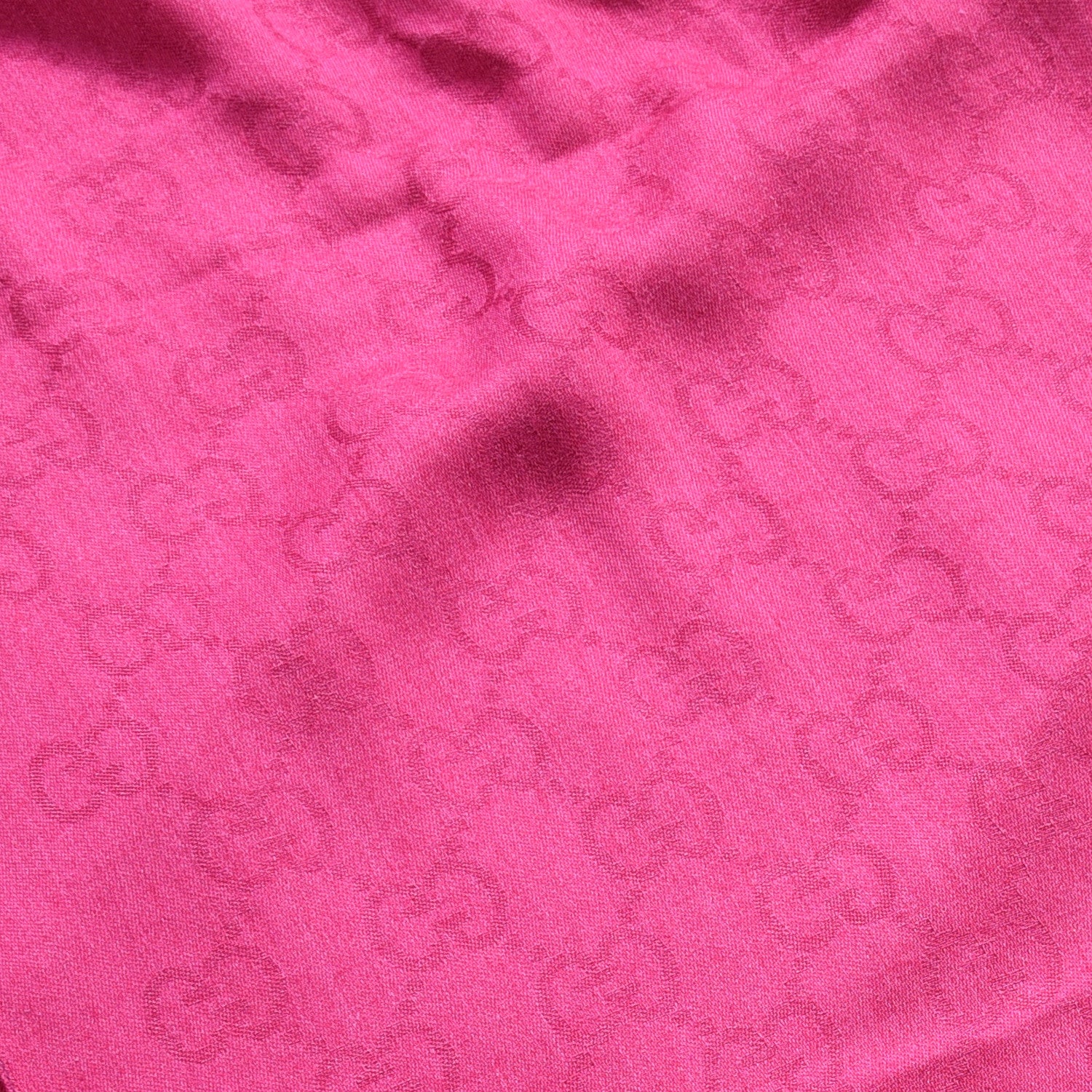 Gucci Wool Silk Monogram Fringe Scarf Fuchsia 3 of 3