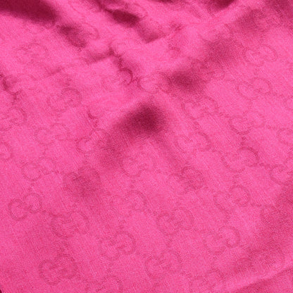 Gucci Wool Silk Monogram Fringe Scarf Fuchsia 3 of 3