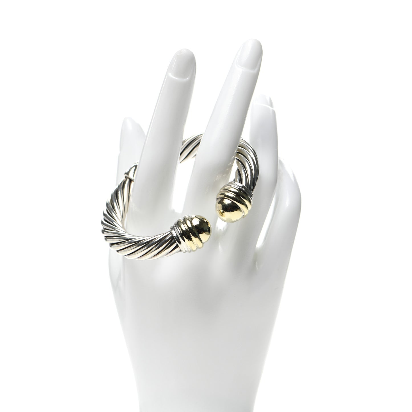 Sterling Silver 14K Yellow Gold 10mm Cable Classics Bracelet