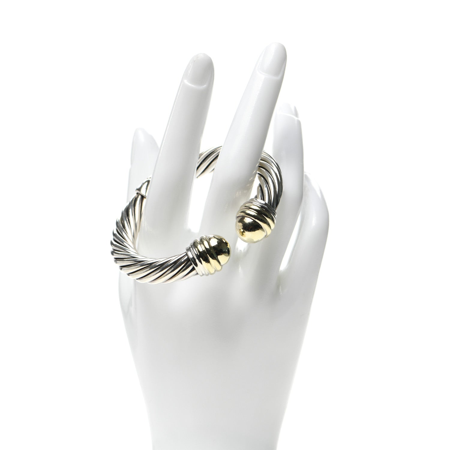 David Yurman Sterling Silver 14K Yellow Gold 10mm Cable Classics Bracelet 2 of 6
