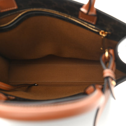 Celine Triomphe Canvas Calfskin Small Vertical Cabas Tan 5 of 9