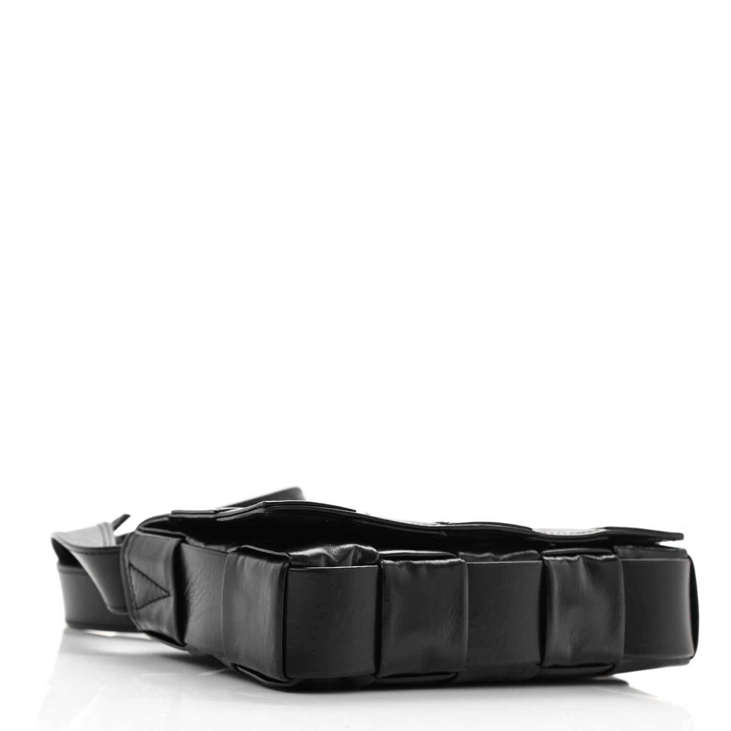 Paper Calfskin Maxi Intreccio Cassette Crossbody Bag Black