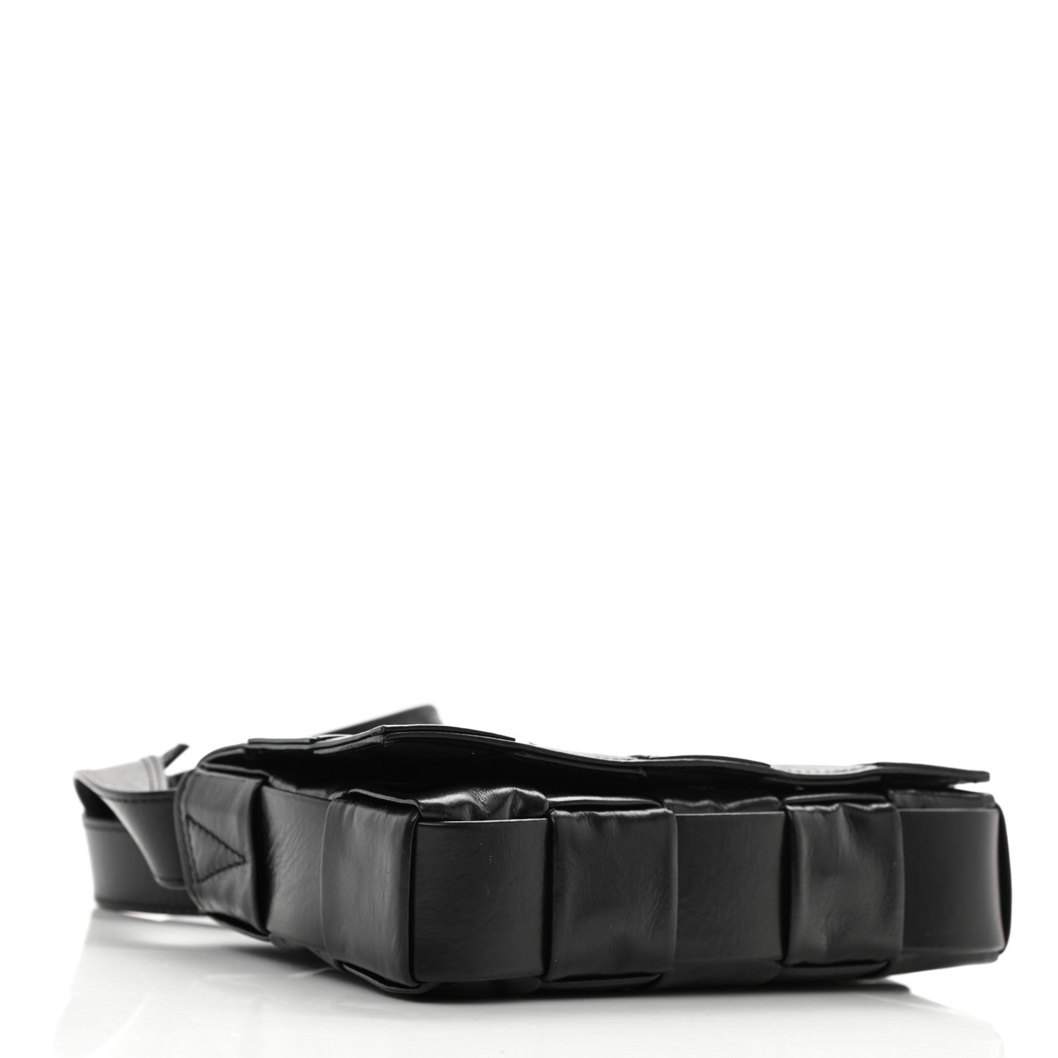 Bottega Veneta Paper Calfskin Maxi Intreccio Cassette Crossbody Bag Black 4 of 9