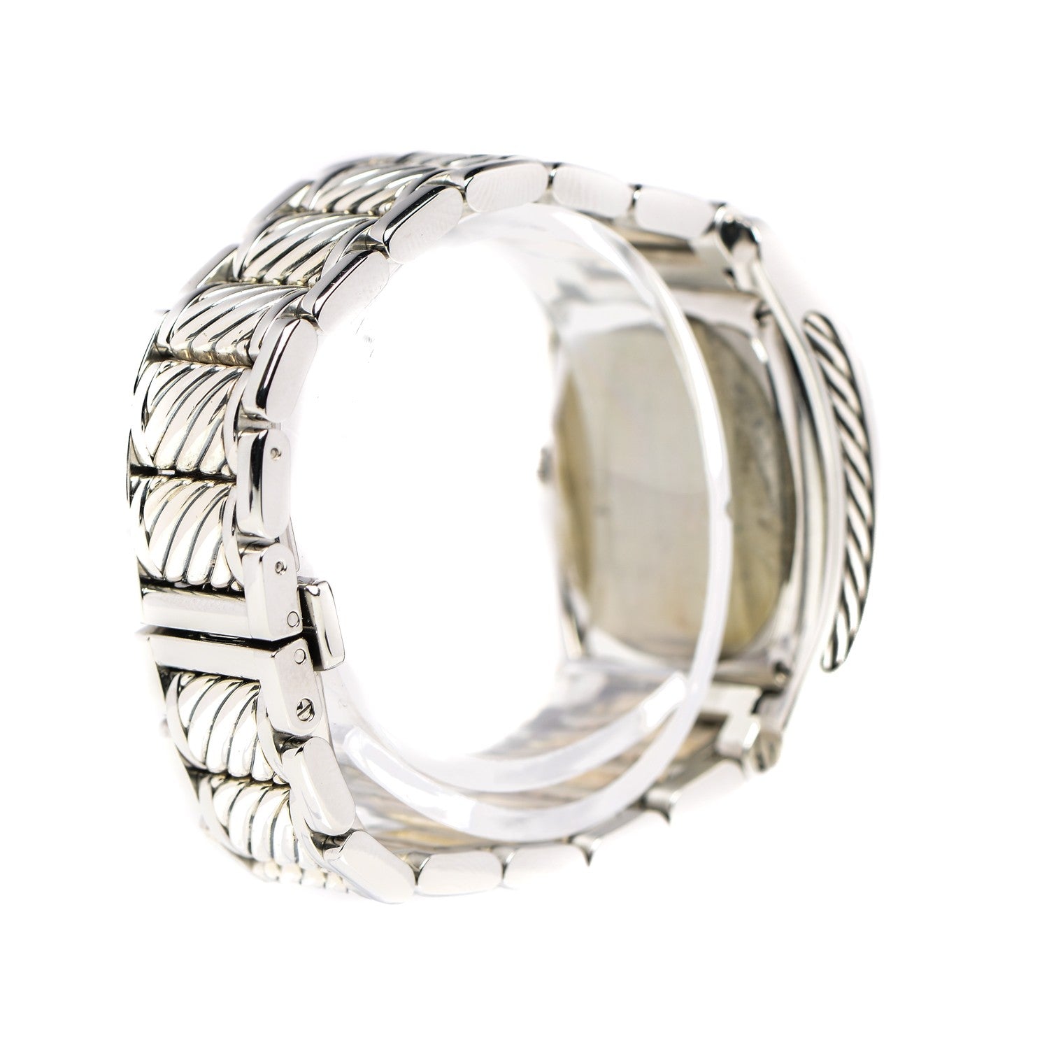 David Yurman Stainless Steel Diamond Bezel Purple Mother of Pearl 32mm Thoroughbred Quartz Watch 2 of 6