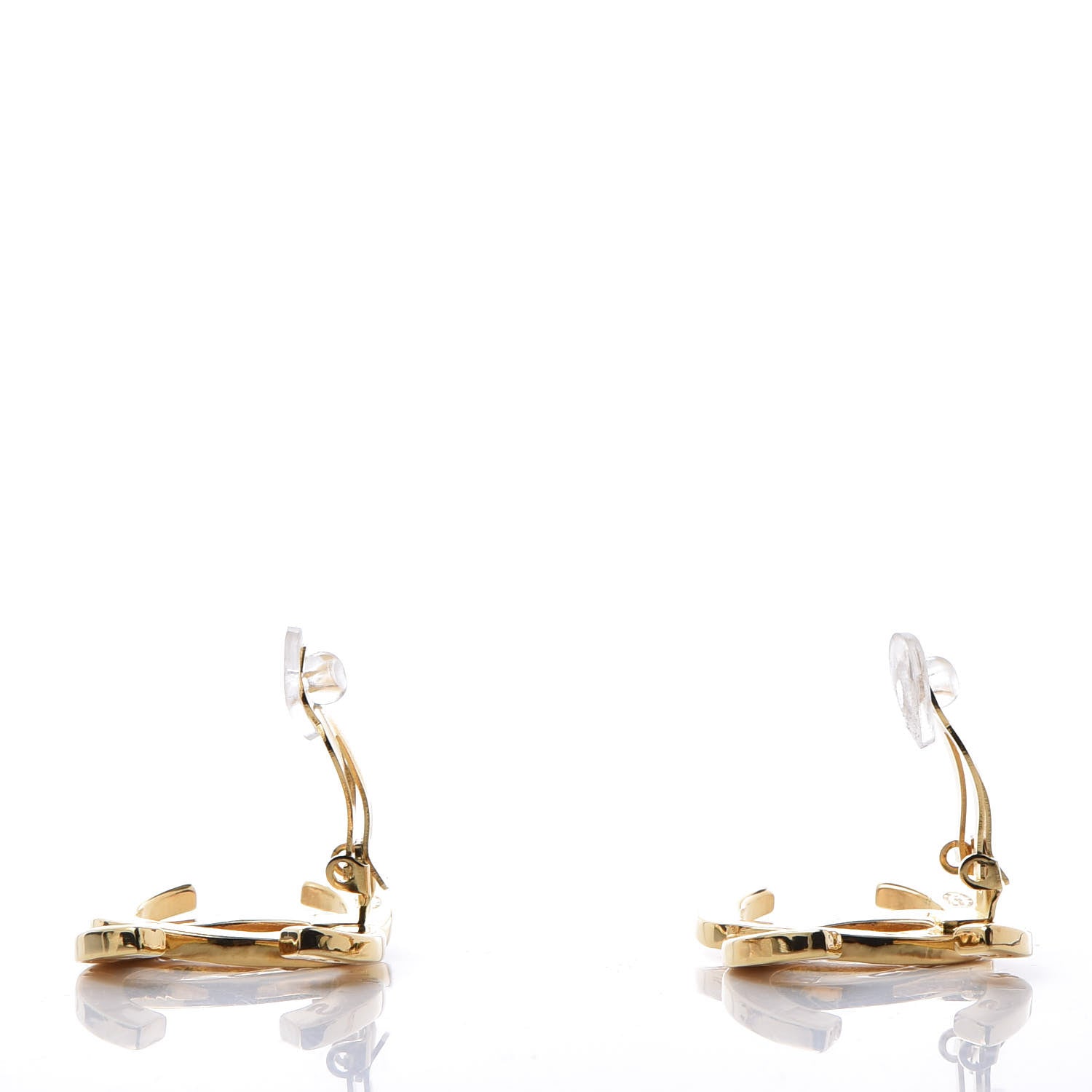 Chanel Metal CC Paris Button Clip On Earrings Gold 4 of 5