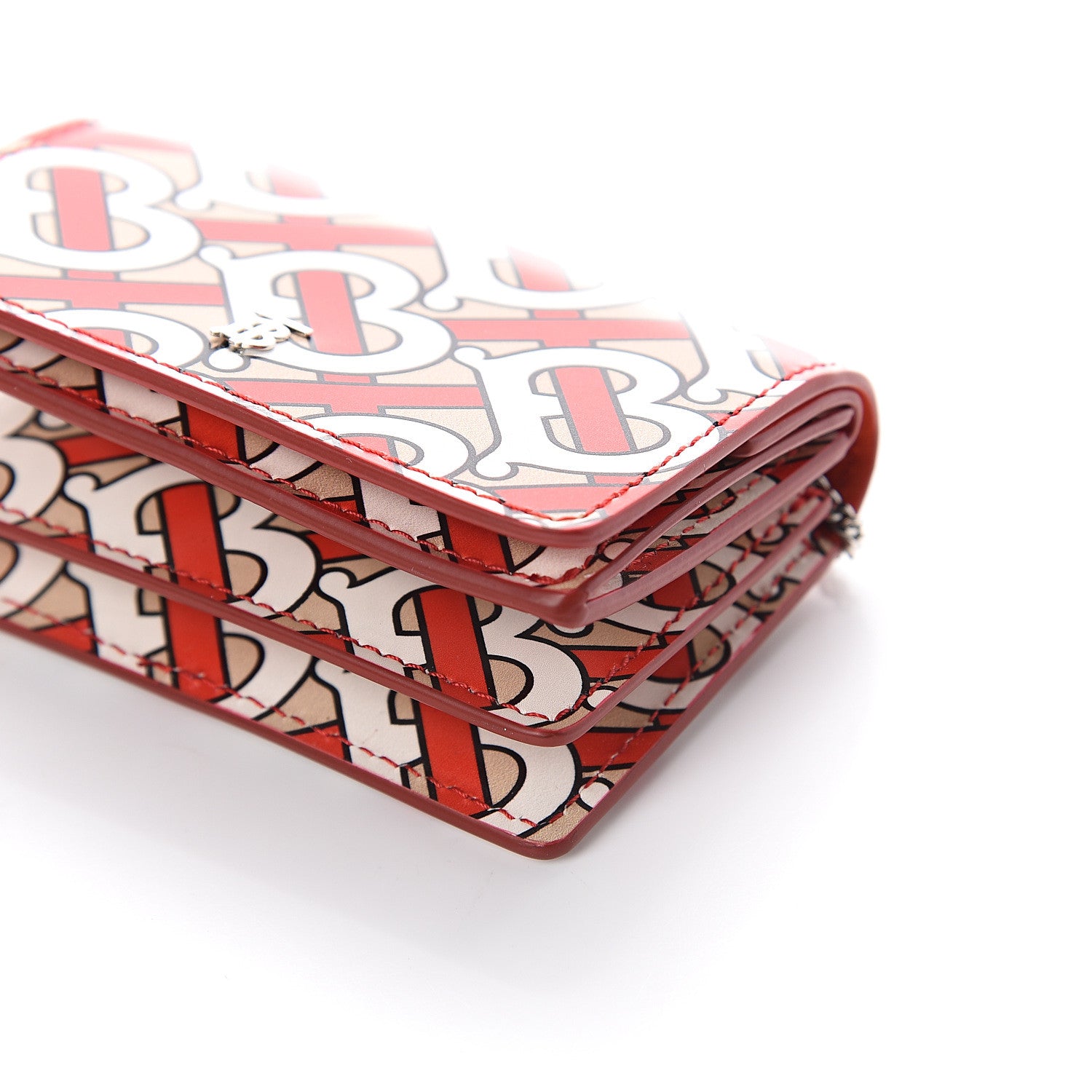 Burberry Calfskin Monogram Jessie Chain Card Case Vermillion 7 of 7