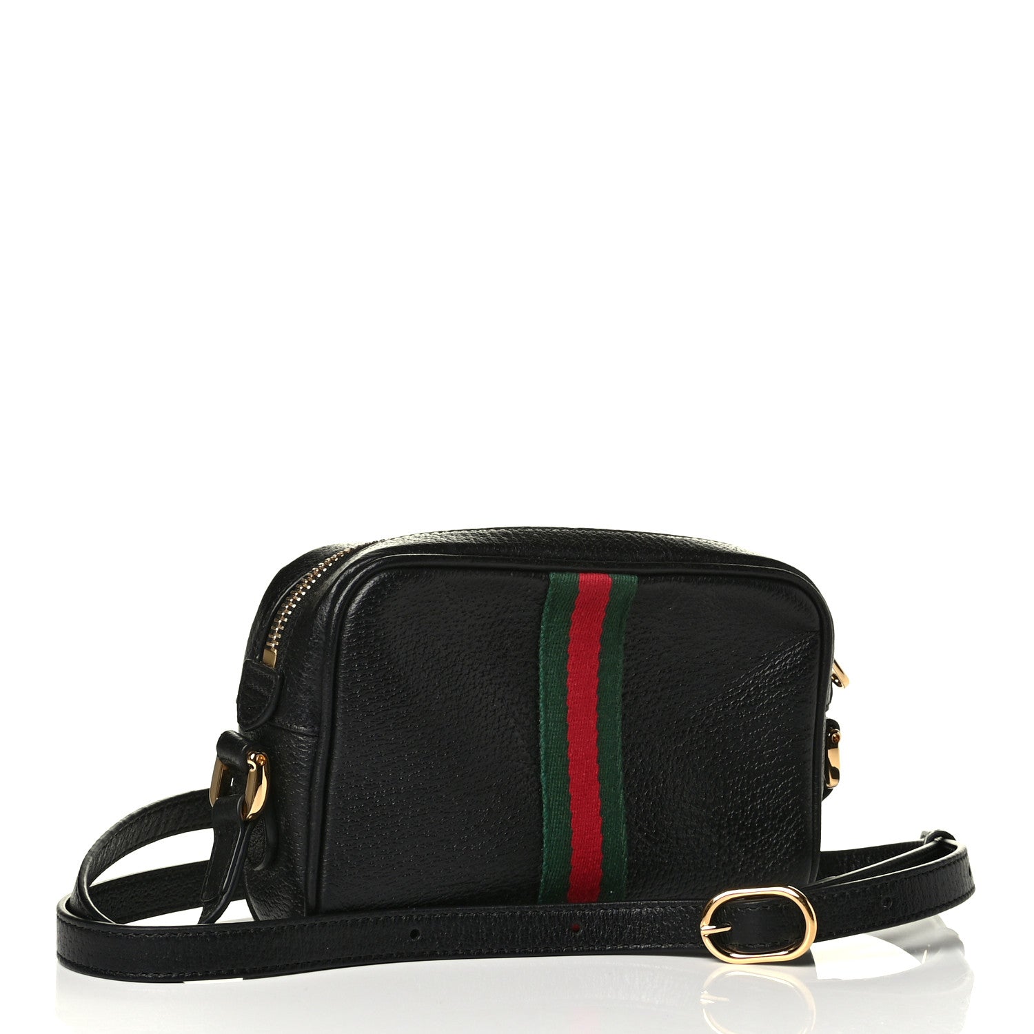 Gucci Calfskin Web Mini Ophidia Shoulder Bag Black 2 of 8