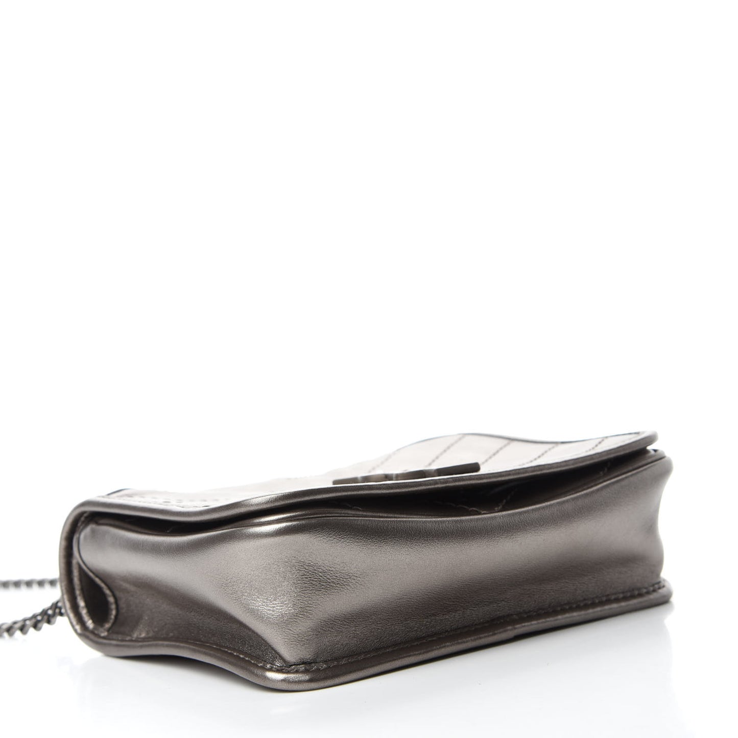 Metallic Calfskin Matelasse Monogram Niki Chain Wallet Platinum