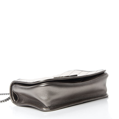 Saint Laurent Metallic Calfskin Matelasse Monogram Niki Chain Wallet Platinum 4 of 11