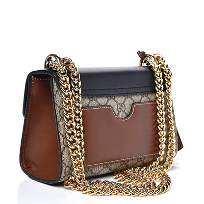 Gucci GG Supreme Monogram Calfskin Small Padlock Shoulder Bag Beige Black Cuir 2 of 12