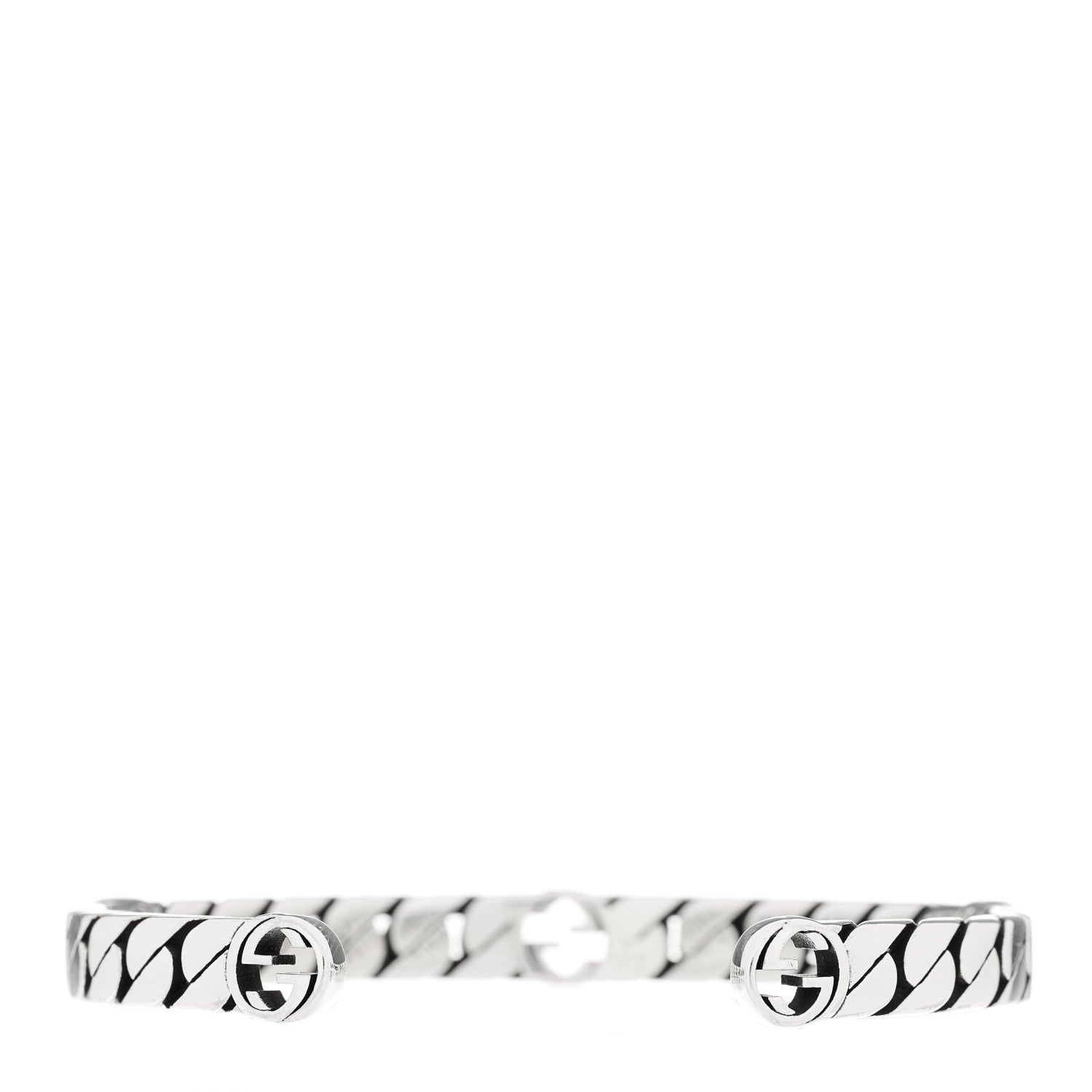 Gucci Sterling Silver Interlocking G Cuff Bracelet 17 2 of 4