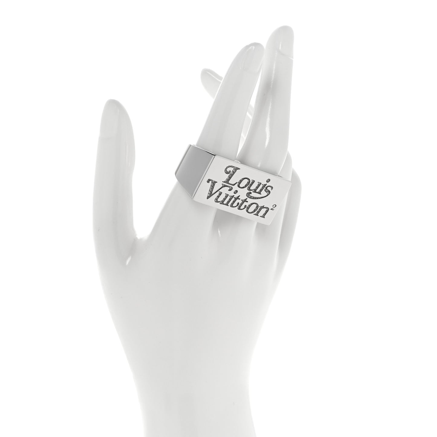 X NIGO Stainless Steel Strass Squared Double Ring M Silver