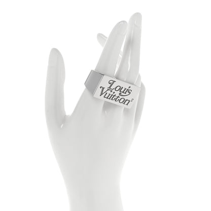 Louis Vuitton X NIGO Stainless Steel Strass Squared Double Ring M Silver 2 of 5