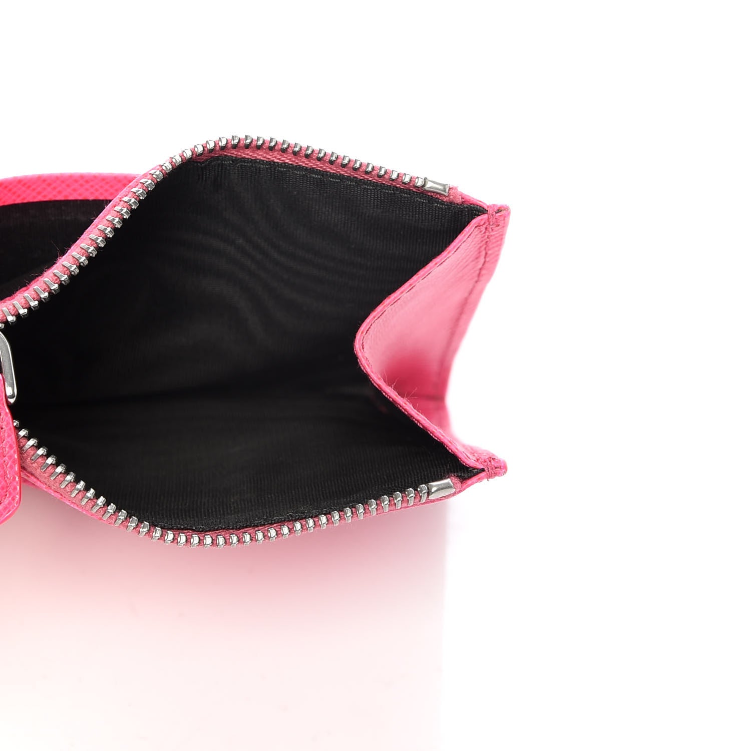 Prada Saffiano Metal Zip Card Holder Neon Pink 5 of 8