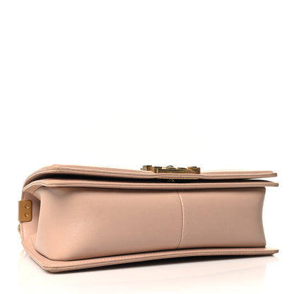 Chanel Lambskin Chevron Chain Stitched Medium Boy Flap Beige 4 of 16