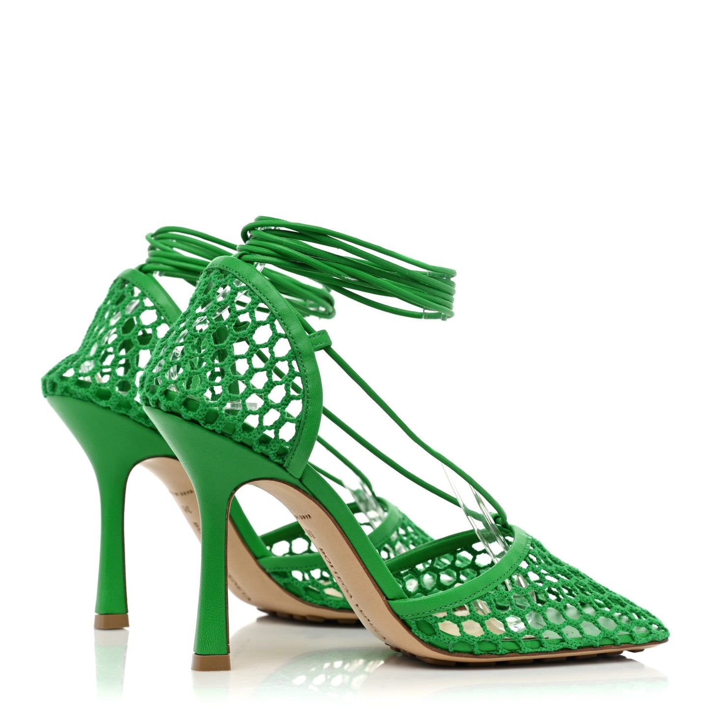 Mesh Nappa Stretch Ankle Tie 90mm Sandals 38 Grass