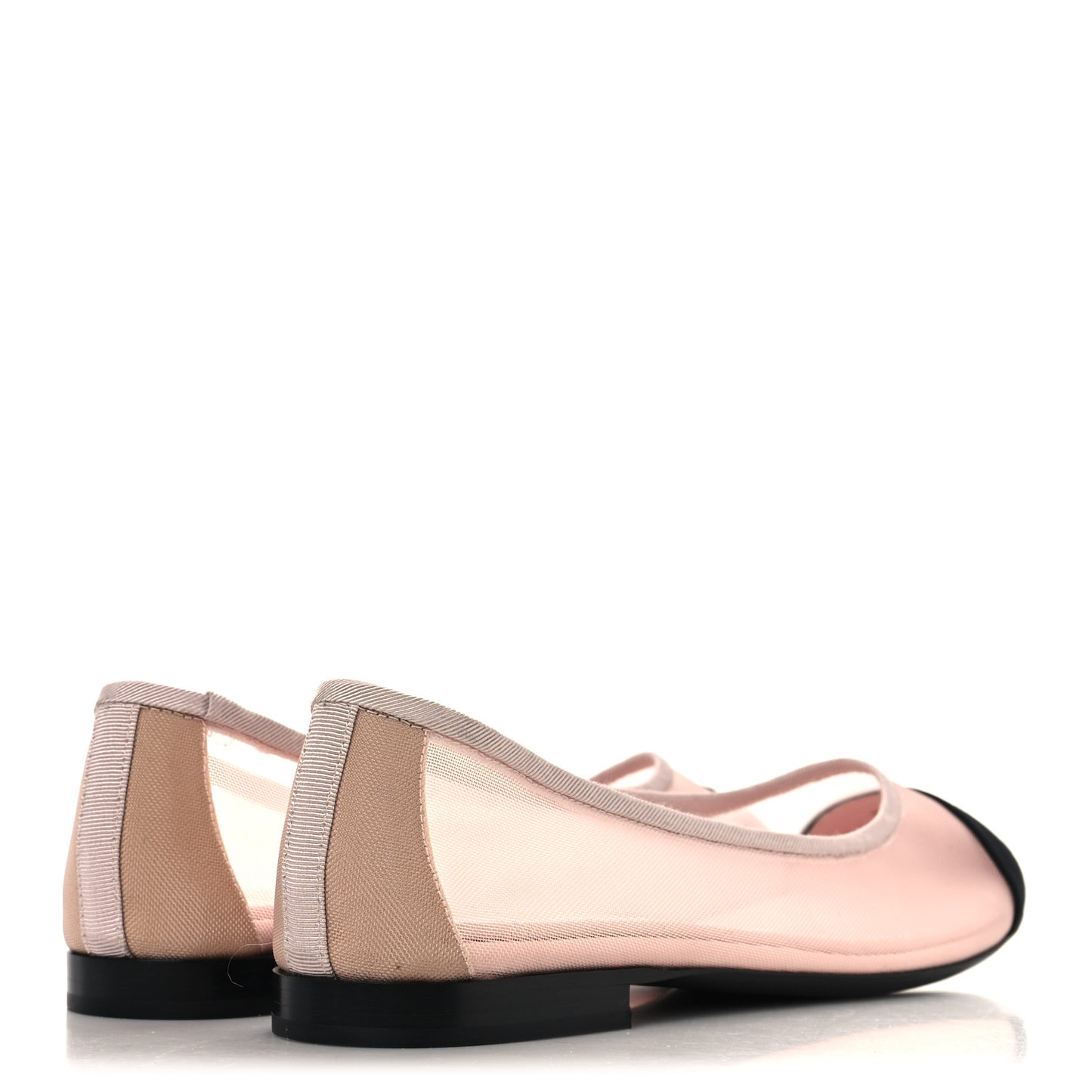 Mesh Grosgrain CC Ballerina Flats 39.5 Pink Black