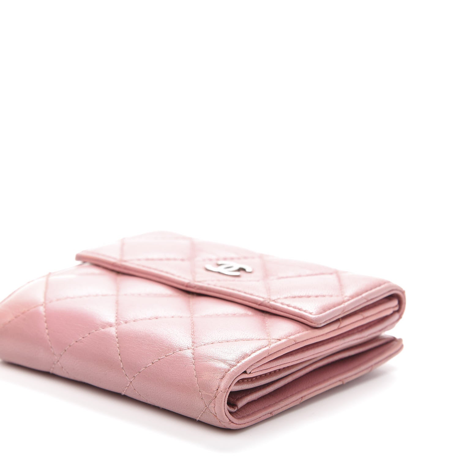 Chanel Lambskin Quilted Compact French Flap Wallet Pink 12 of 12
