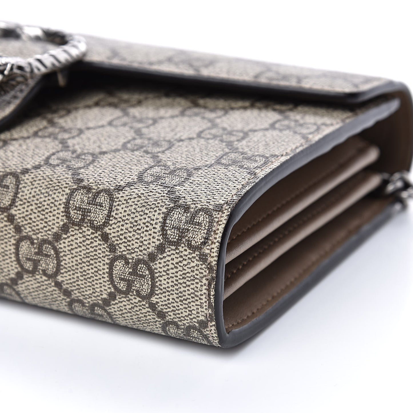 GG Supreme Monogram Mini Dionysus Chain Wallet Beige Taupe