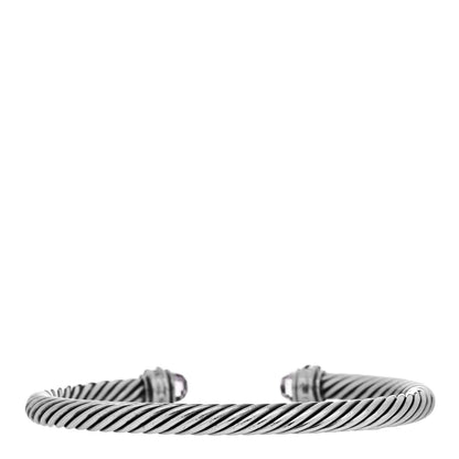 David Yurman Sterling Silver Diamond Amethyst 5mm Cable Classics Princess Bracelet 2 of 3