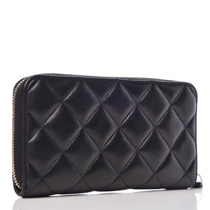 Chanel Lambskin Quilted Small Zip Around Wallet Black 3 of 9