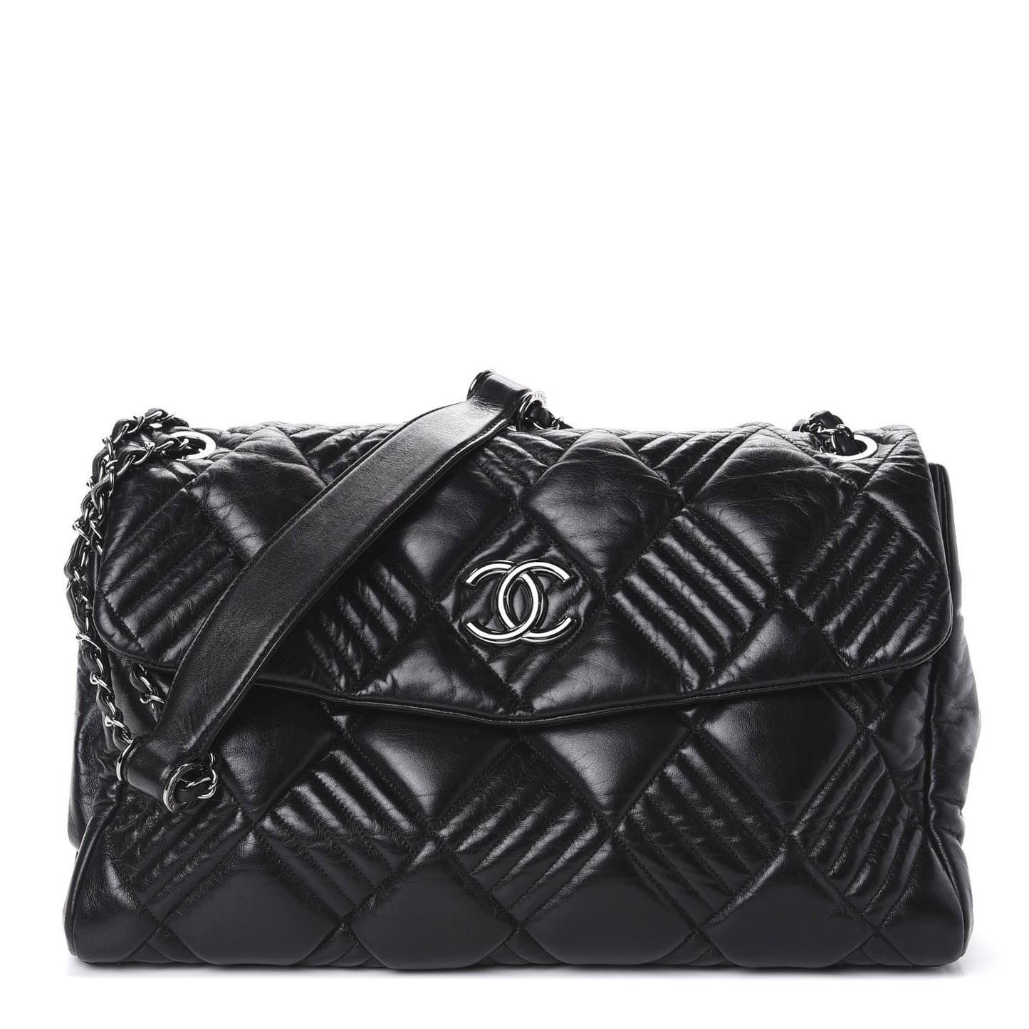 Lambskin In and Out XL Maxi Flap Black
