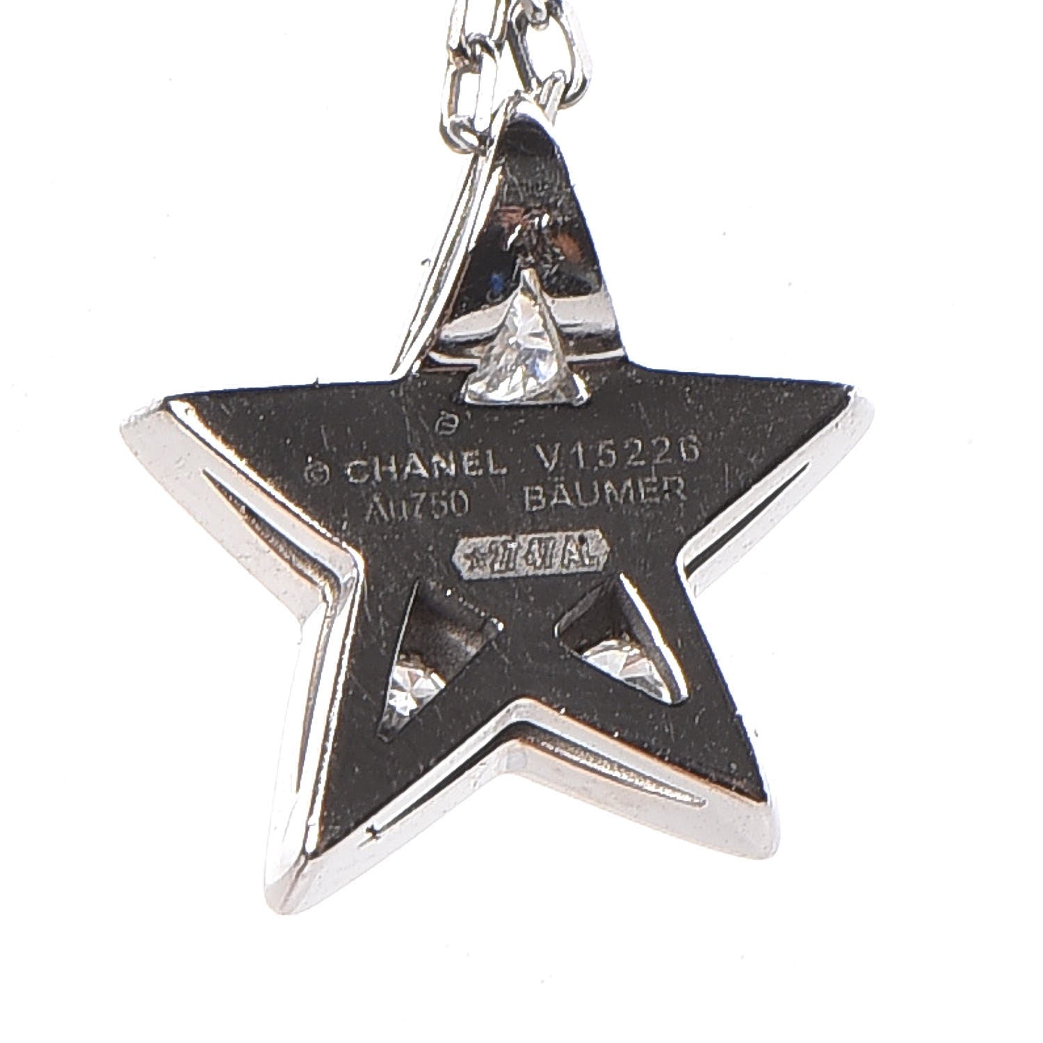 Chanel 18K White Gold Diamond Small Comete Geode Pendant Necklace 11 of 12