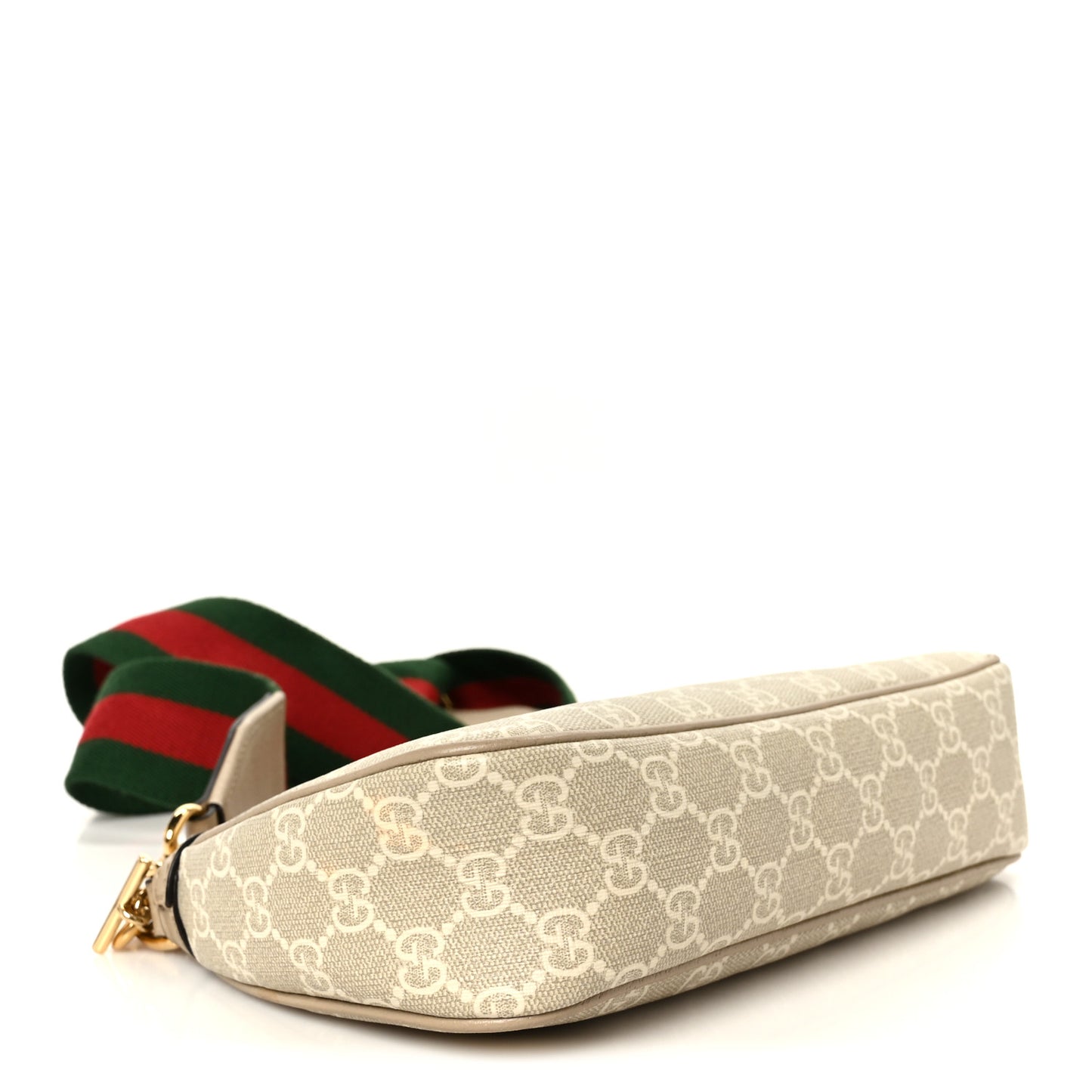 GG Supreme Monogram Textured Dollar Calfskin Web Small Ophidia GG Handbag Beige Mystic White Oatmeal