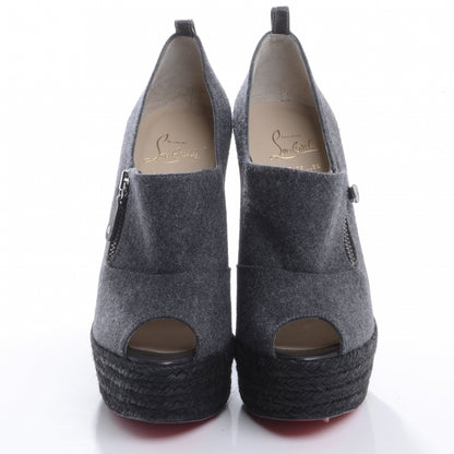 Christian Louboutin Flannel Rope Calfskin Deroba 140 Wedge Ankle Boots 39 Grey Black 2 of 8