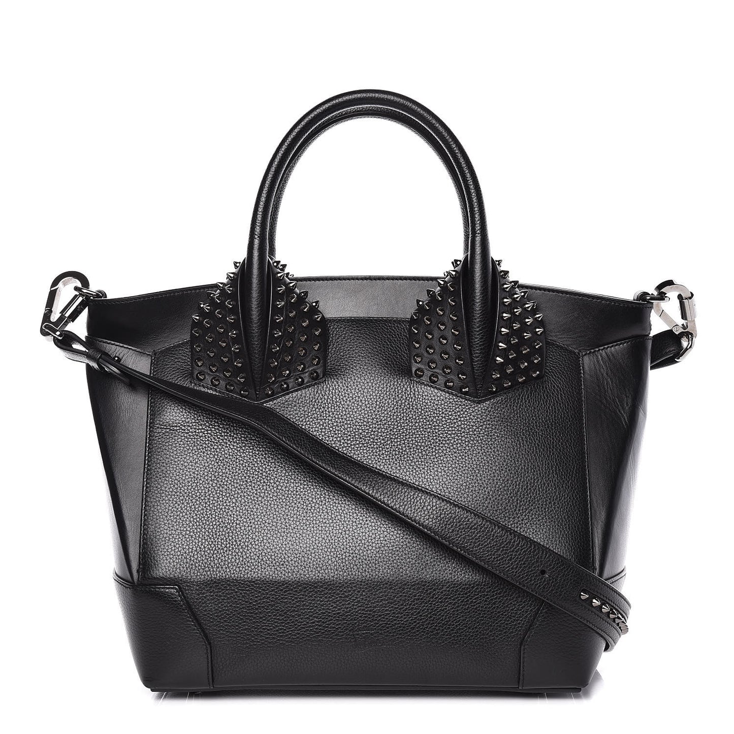 Grained Calfskin Studded Large Eloise Satchel Black